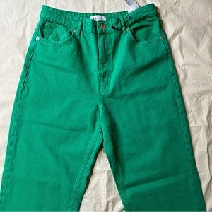 NWT Zara Green Wide Leg Denim Size 10